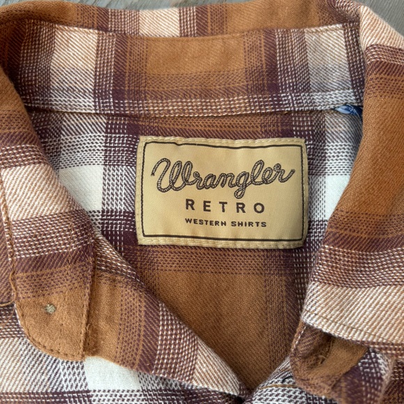 Wrangler Retro Men's Brown Plaid Shirt | size medium - Picture 4 of 6